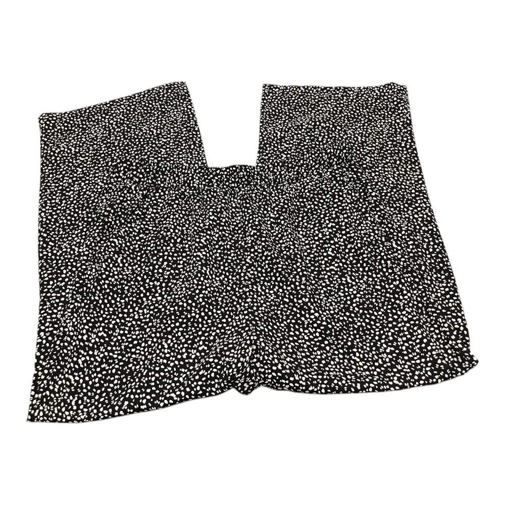 Loft Pull On Black And White Speckled Cropped Wide Leg Pant Size Large